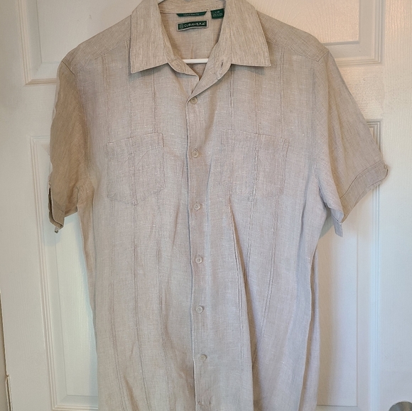 Cubavera Men's Classic Short Sleeve Shirt,  Size: Large Color: Cream - Picture 2 of 9